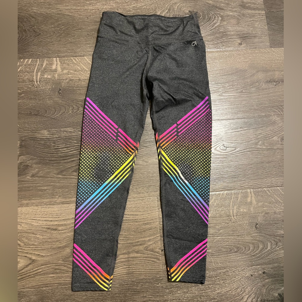 GAP Kids Grey Leggings with Rainbow Stripe Design